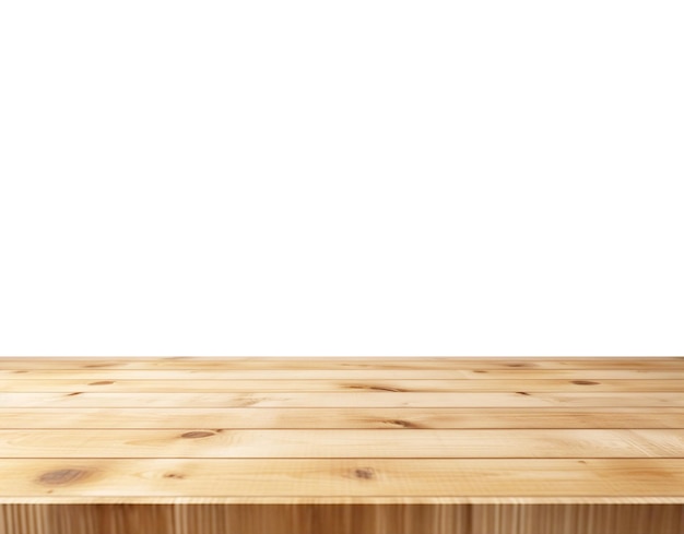 Empty clear pine wood table top transparent cut out backgrounds