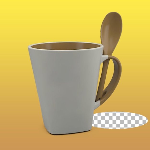 An empty coffee cup with wooden spoon concept