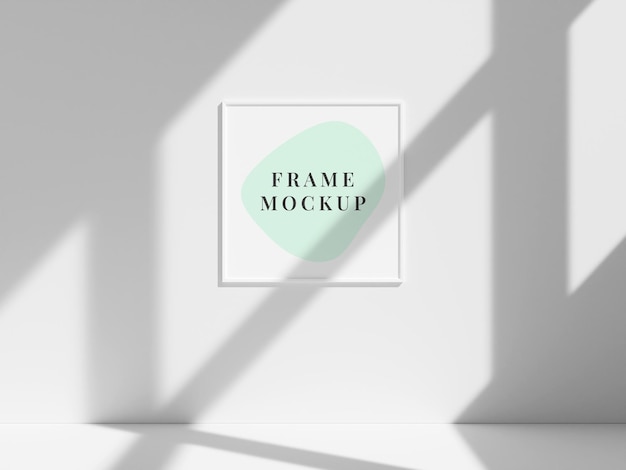 Empty frame mockup on the wall with window shadow