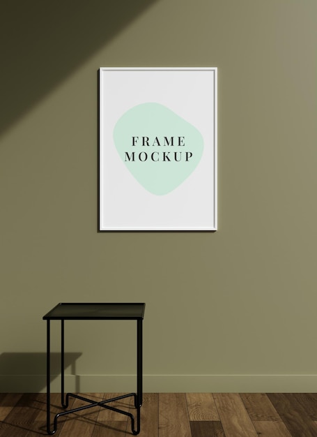 Empty frame on a wall mockup