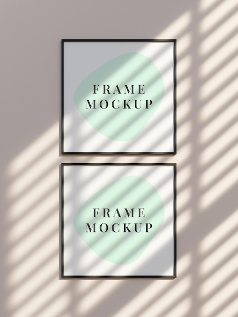 Empty frame on a wall with window shadow Minimalist wall frame mockup