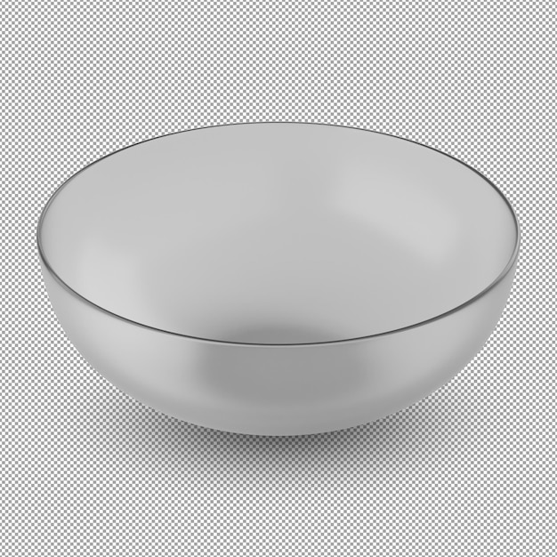 Empty glass bowl isolated on alpha background 3D rendering