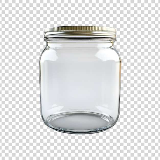 PSD an empty glass jar on a white background