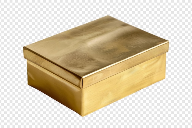 PSD empty gold box isolated on transparent background