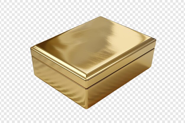 PSD empty gold box isolated on transparent background