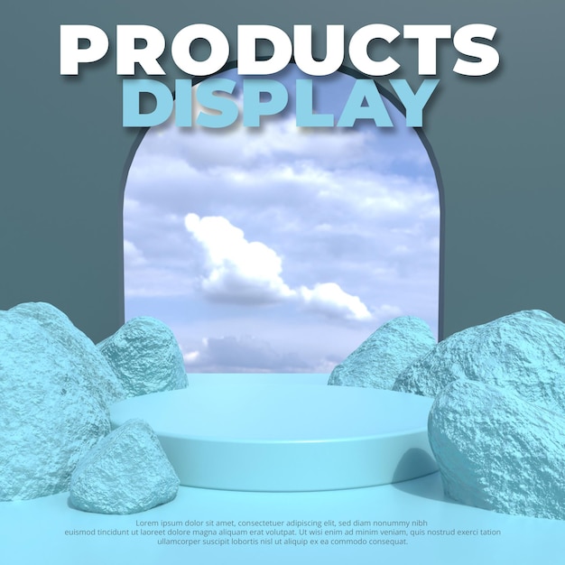 Empty podium product display, 3d render