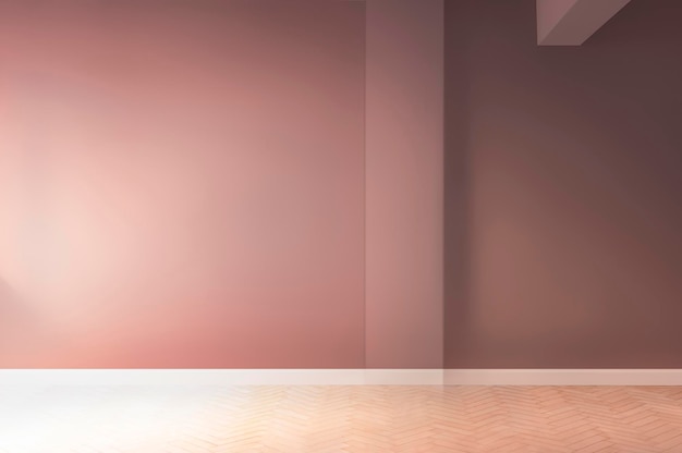 PSD empty room scene with blank walls and parquet flooring 