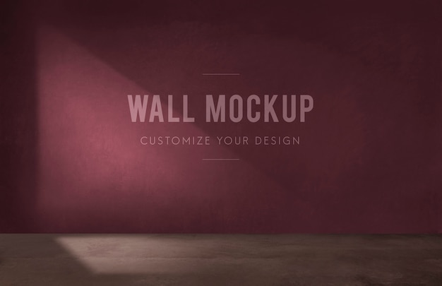 PSD empty room with a burgundy wall mockup