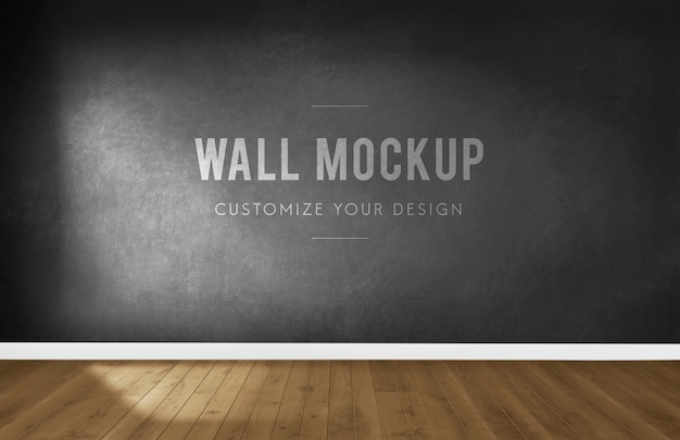 PSD empty room with a dark gray wall mockup