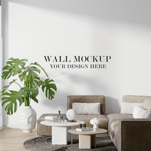 Empty wall mockup in 3d