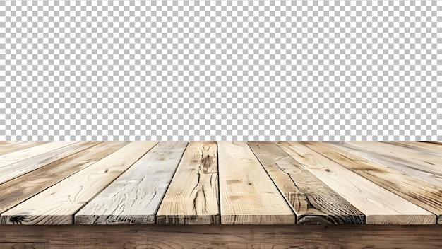 empty Wooden table base side view for product display isolated on transparent background