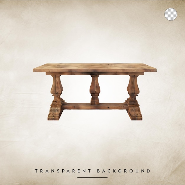 Empty Wooden Table Isolated on Transparent Background Rustic Furniture Design