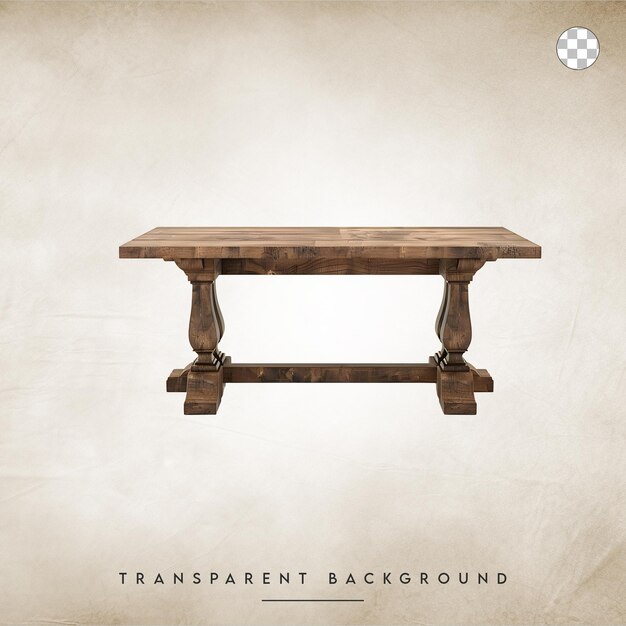 Empty Wooden Table Isolated on Transparent Background Rustic Furniture Design