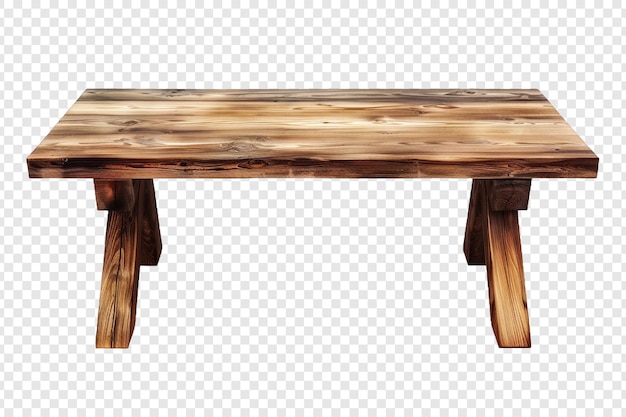 PSD empty wooden table isolated on transparent background