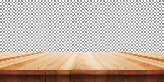 Empty wooden table on transparent background