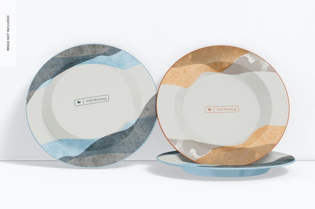 Enamel Plates Mockup, Leaned