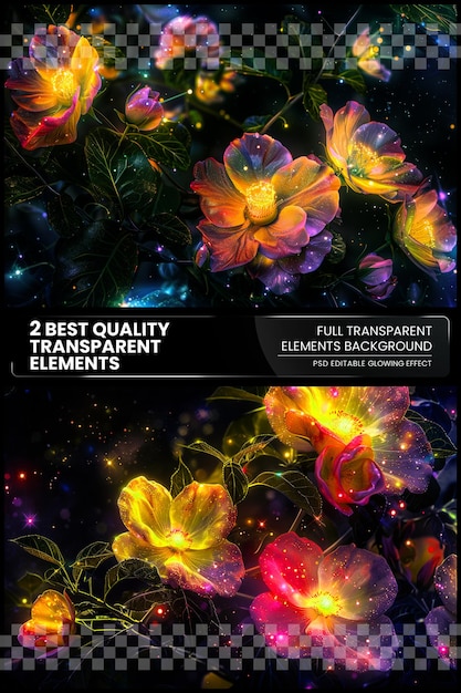 Enchanted Blossoms of Starlit Gardens Visualize enchain on transparent background