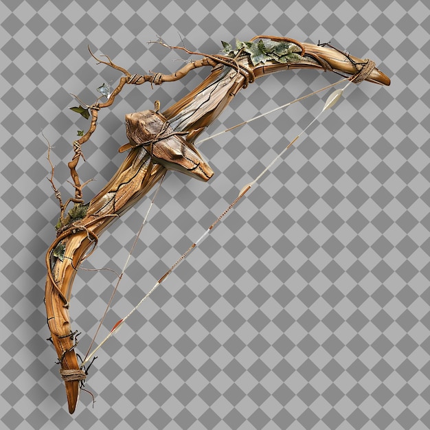 PSD enchanted bow of the elves crafted from the heartwood of an png game asset on clean background