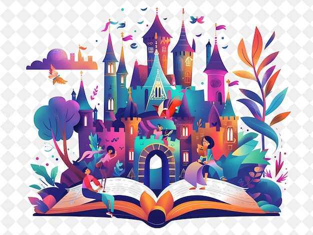 Enchanted Fairy Tale Author With Characters Creating Stories PNG People in Daily Work Illustration