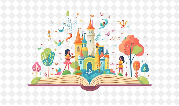 Enchanted Fairy Tale Author With Characters Creating Stories PNG People in Daily Work Illustration