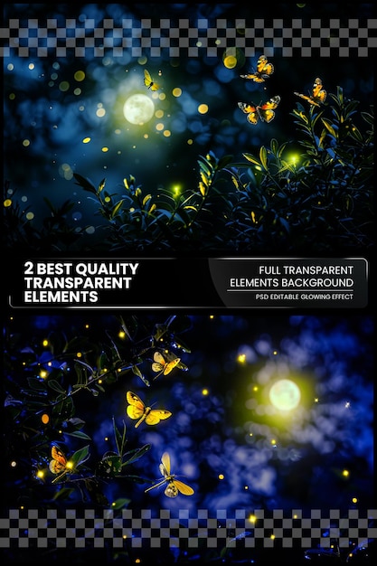 Enchanted Fireflies Dancing in Moonlight Picture sencha on transparent background