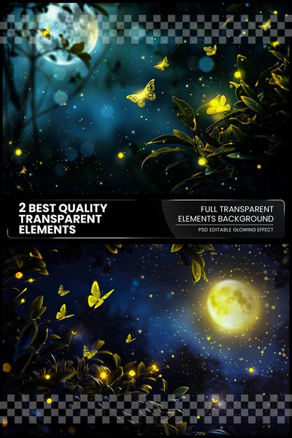 PSD enchanted fireflies dancing in moonlight picture sencha on transparent background