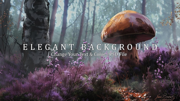 PSD enchanted mushroom in a mystical forest