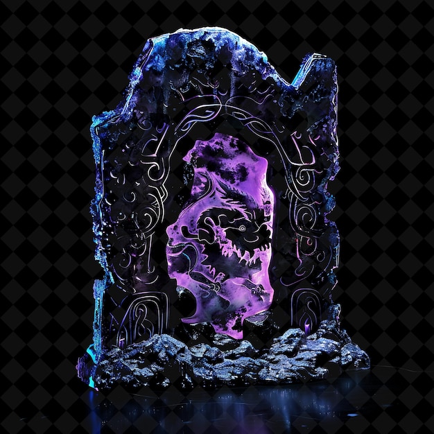 PSD enchanted underworld entrance with hades and cerberus imager png y2k shape neon color collection