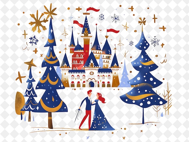 Enchanting Christmas Fairy Tale With Princesses and Princes Illustration Christmas Art Design