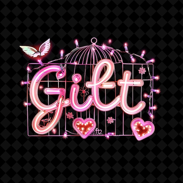 PSD enchanting fairy lights of gift text with neon rose gold and png y2k decorative sale post designs