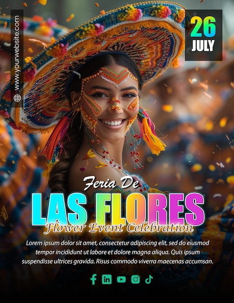 Enchanting Floral Fiesta Customizable Feria de las Flores Invitation Flyer Template