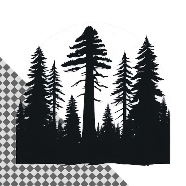 PSD enchanting forest silhouette vector with transparent background for natureinspired design and brand