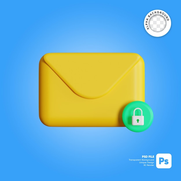 Encrypted mail 3d illustration