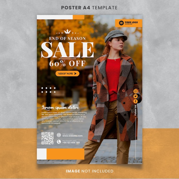 End Of Season Fashion Flash Sale Poster or Banner Template