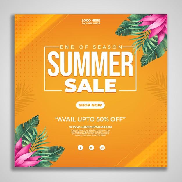 End Of Summer Sale Promotional Post Design