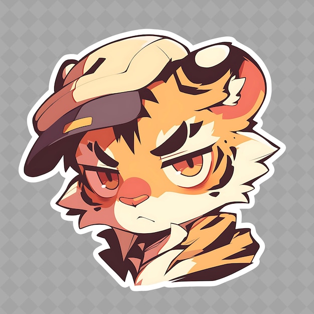 PSD endearing and kawaii anime tiger boy with tiger stripes and png creative cute sticker collection