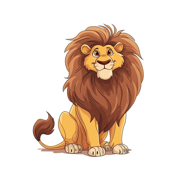 Endearing Lion Cartoon Its Mane Flowing Cartoon Illustration