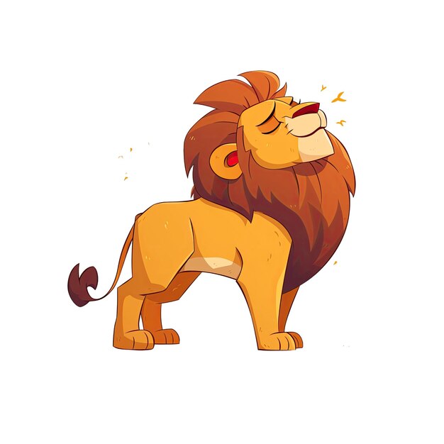 Endearing Lion Cartoon Its Mane Flowing Cartoon Illustration