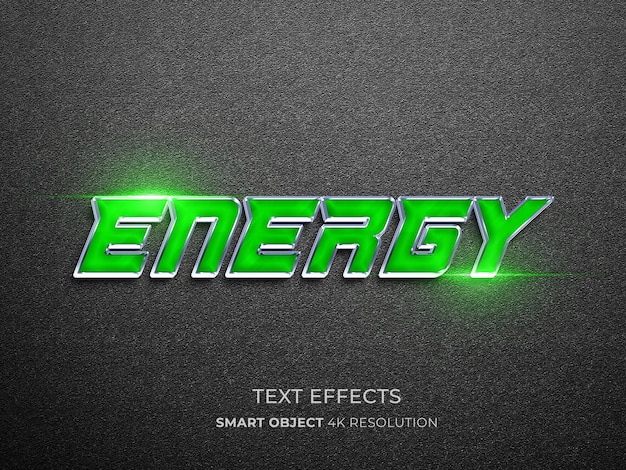 PSD energy 3d text effect dark background