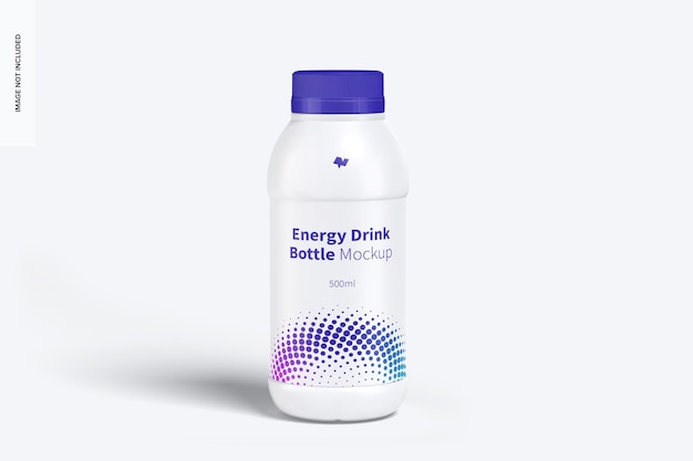 Energy Drink Plastic Bottle Mockup, Front View