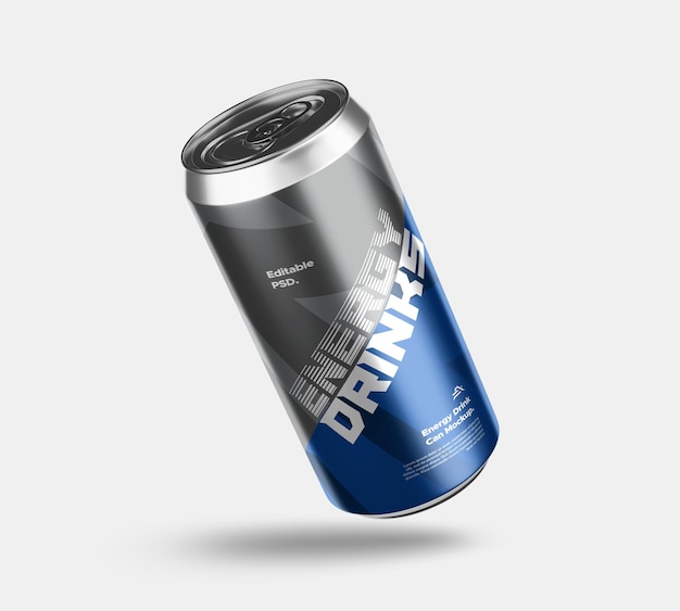 Energy drink soda can mockup psd