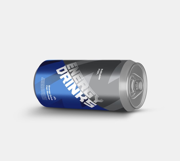 Energy drink soda can mockup psd