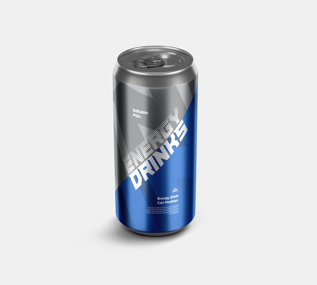 Energy drink soda can mockup psd