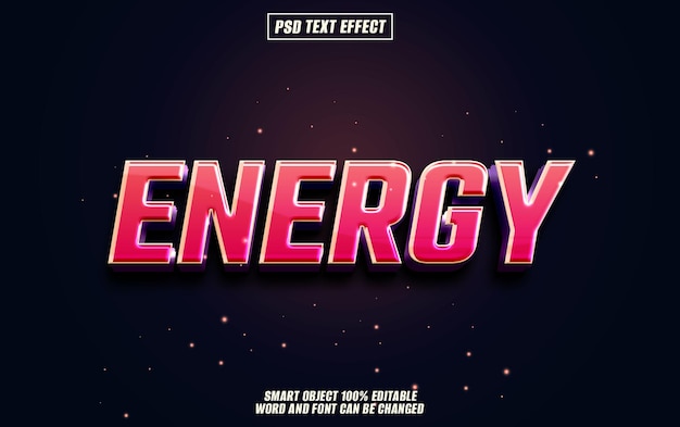 PSD energy text effect font editable typography 3d text