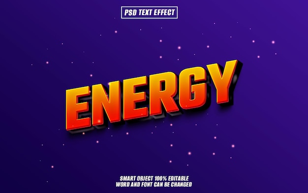 PSD energy text effect font editable typography 3d text