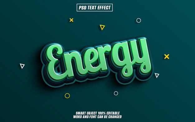 PSD energy text effect font editable typography 3d text