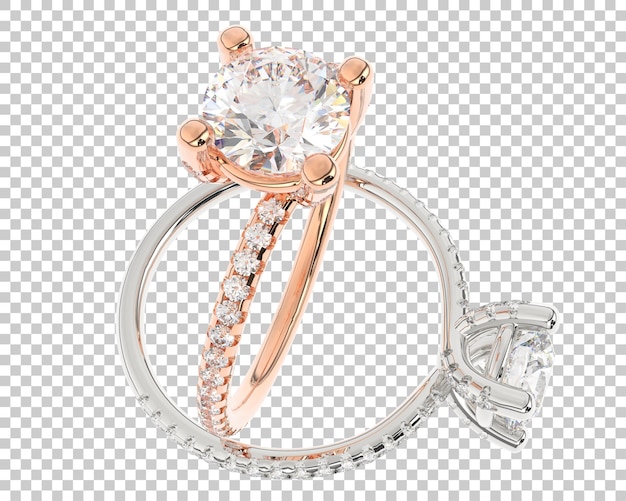 Engagement diamond ring isolated on white background 3d rendering illustration