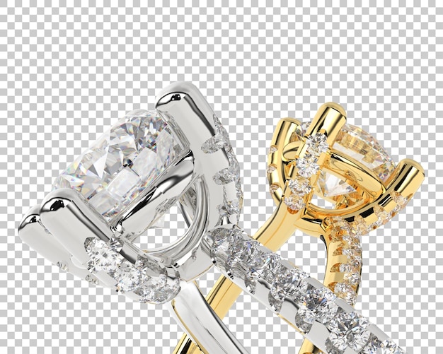 Engagement diamond ring isolated on white background 3d rendering illustration