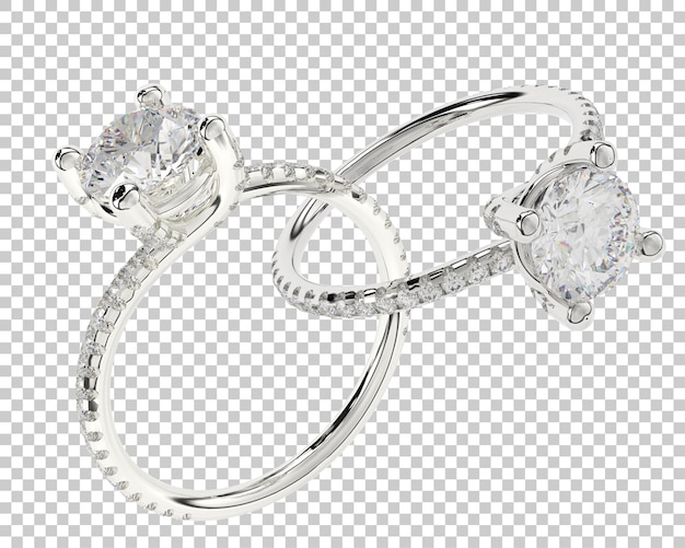 Engagement diamond ring isolated on white background 3d rendering illustration