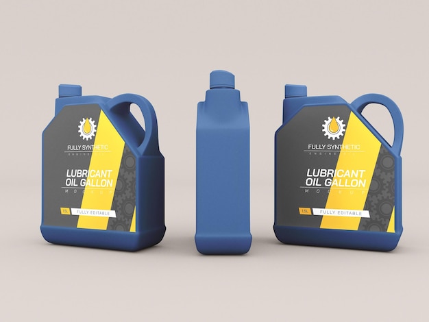 Engine oil plastic bottle packaging mockup